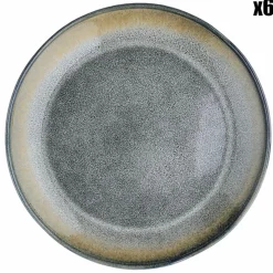 6 Assiettes Genesis bleu/gris kaki - D.27 cm-Bjorn Discount