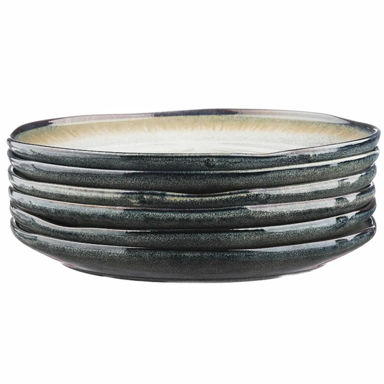 6 Assiettes Genesis bleu/gris kaki - D.27 cm-Bjorn Discount