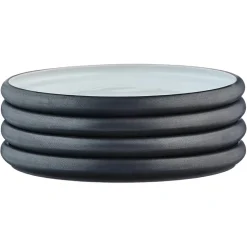 Bjorn Assiettes^4 Assiettes Gourmet blanc granité/noir onyx - 28x28x3 cm