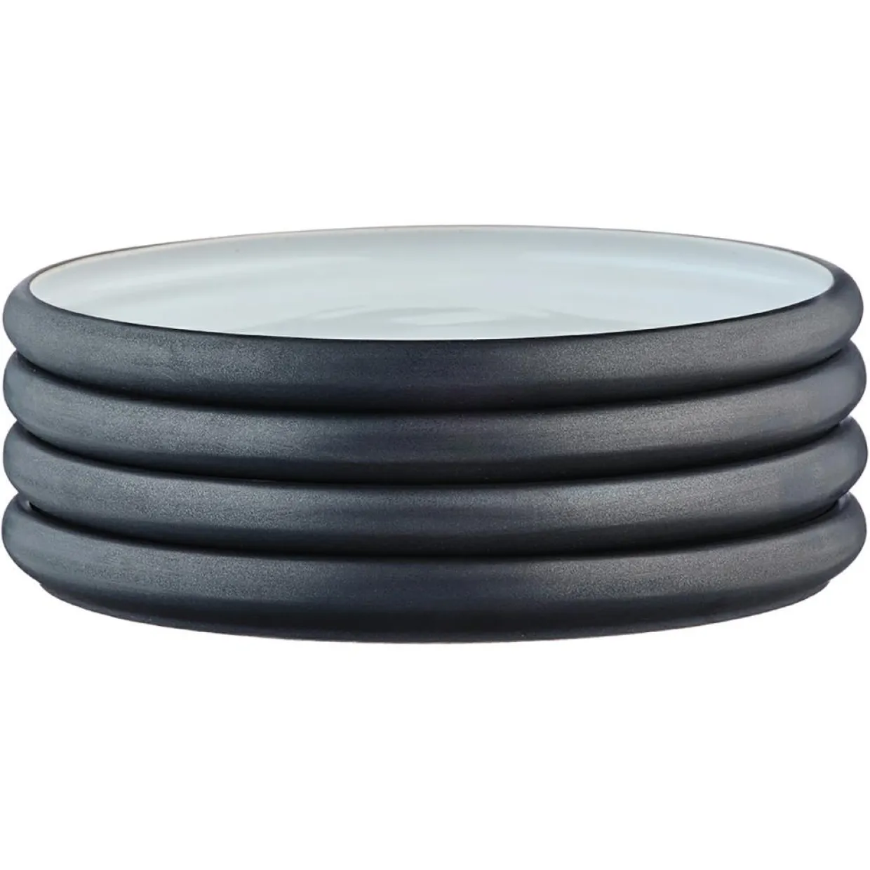 Bjorn Assiettes^4 Assiettes Gourmet blanc granité/noir onyx - 28x28x3 cm