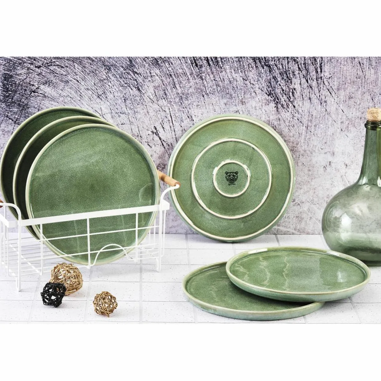 6 Assiettes Magma vertes - D.27 cm-Bjorn Hot
