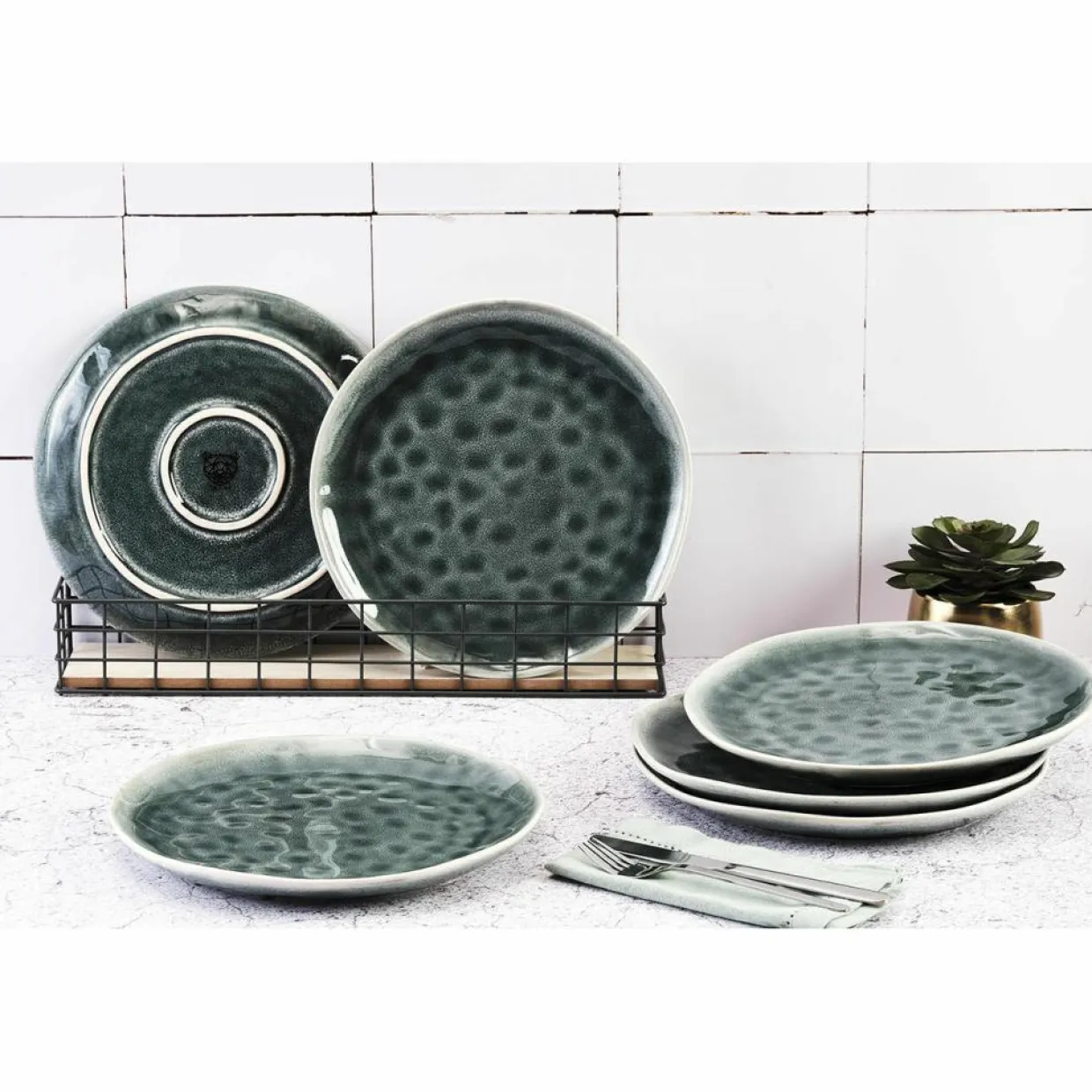 6 Assiettes Moon bleu nuit - D.28.5 cm-Bjorn
