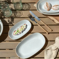 Novastyl Assiettes^6 Assiettes OvalesNuance 23.5X13.5Cm EnPorcelaine Blanc