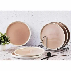 6 Assiettes Oxygen rose poudre/beige - D.27 cm-Bjorn Online
