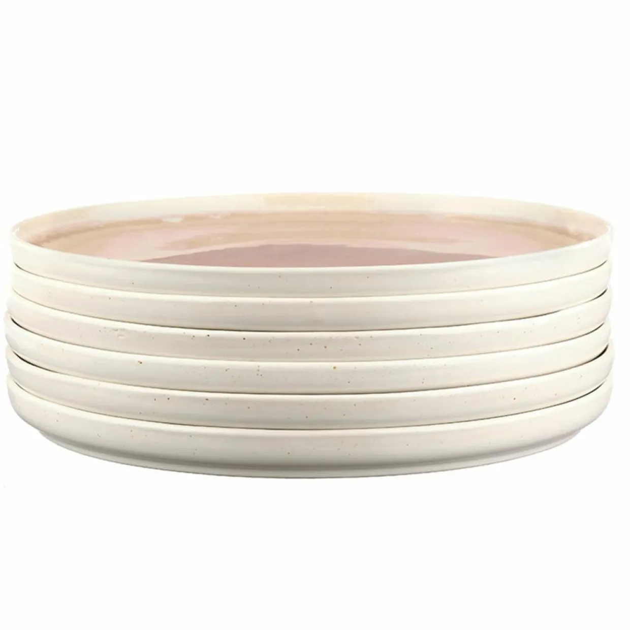 6 Assiettes Oxygen rose poudre/beige - D.27 cm-Bjorn Online