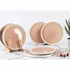 Bjorn Assiettes^6 Assiettes Oxygen rose poudre/beige - D.21.5 cm