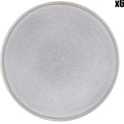 6 Assiettes plates en Grès Stone gris clair - D.27.5 cm-Bjorn Outlet