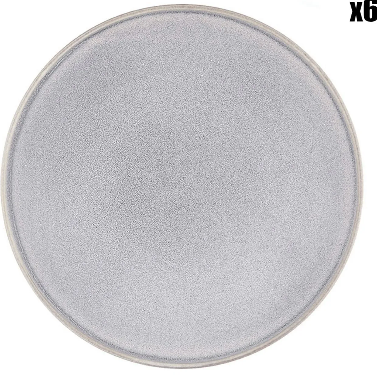 6 Assiettes plates en Grès Stone gris clair - D.27.5 cm-Bjorn Outlet