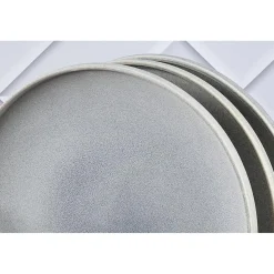 6 Assiettes plates en Grès Stone gris clair - D.27.5 cm-Bjorn Outlet