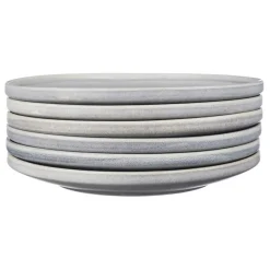 6 Assiettes plates en Grès Stone gris clair - D.27.5 cm-Bjorn Outlet