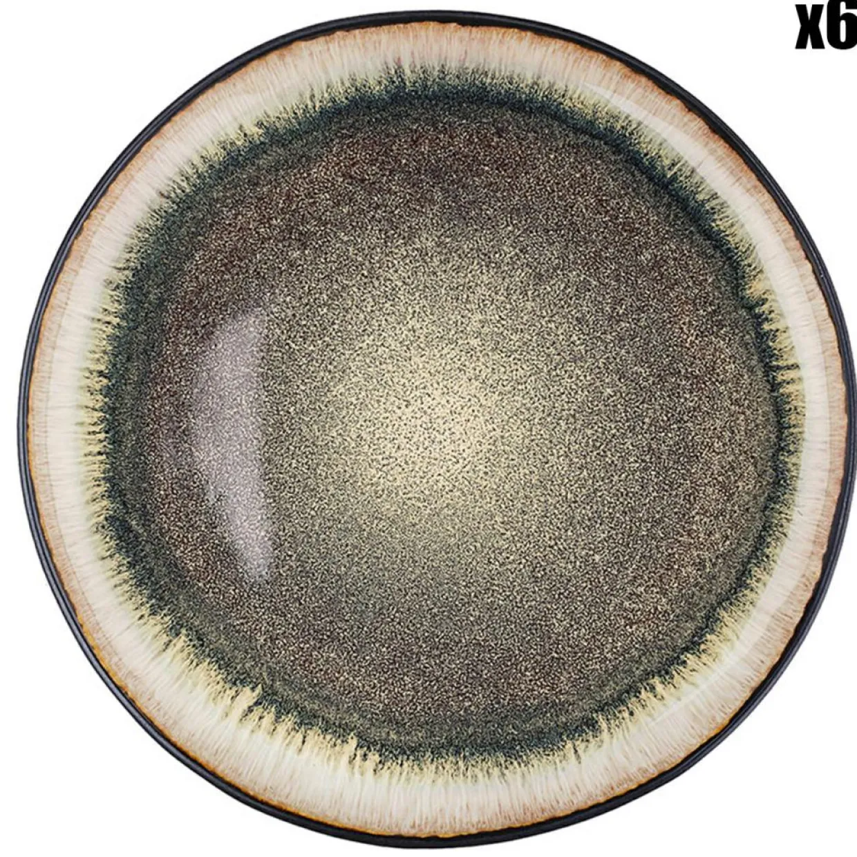 Bjorn Assiettes^6 Assiettes plates en Grès Iris beige/marron - D.26 cm