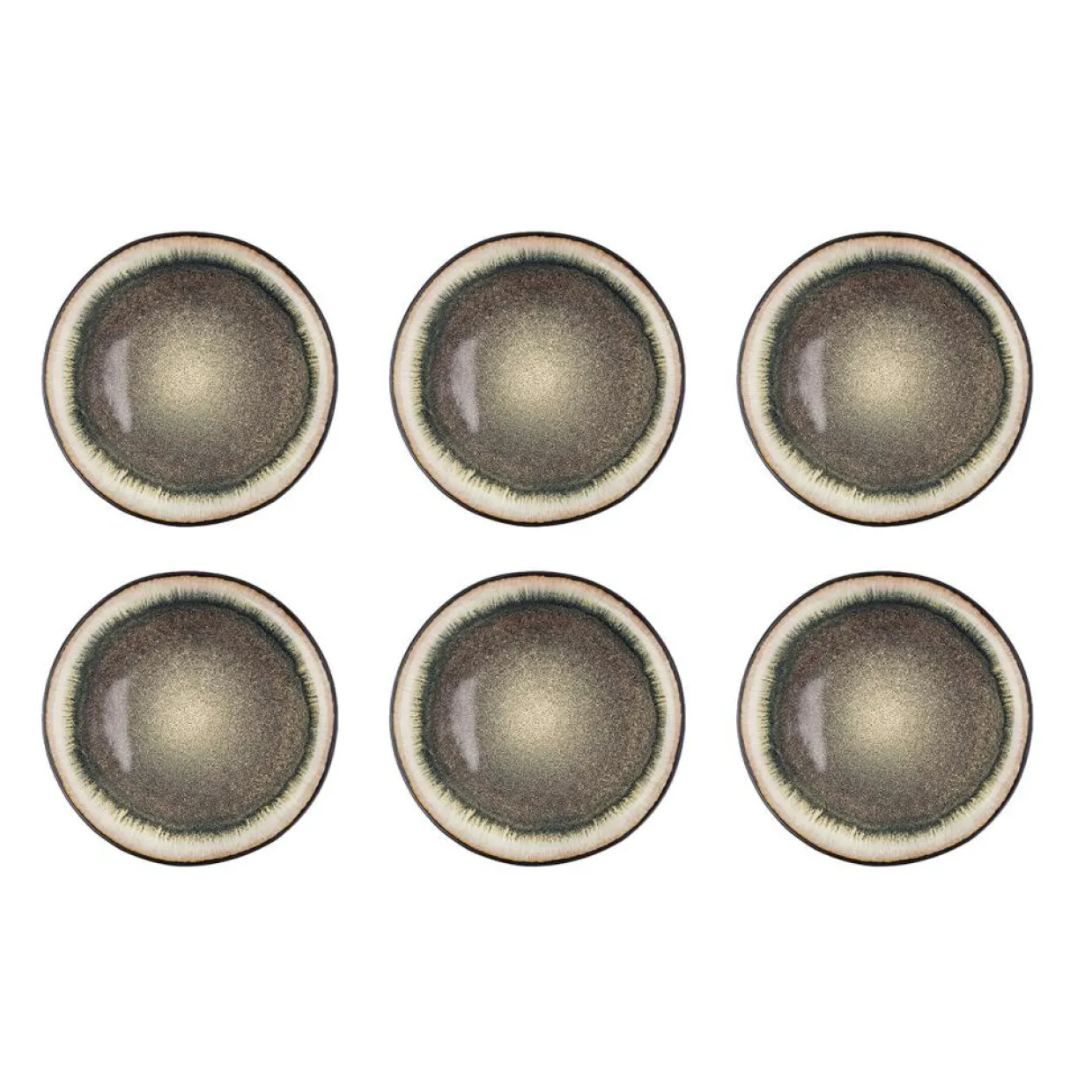 Bjorn Assiettes^6 Assiettes plates en Grès Iris beige/marron - D.26 cm