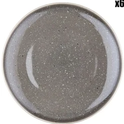 6 Assiettes plates en Grès Stellar gris/anthracite - D.27 cm-Bjorn Online