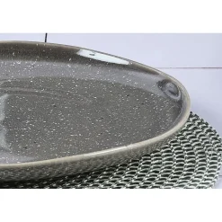 6 Assiettes plates en Grès Stellar gris/anthracite - D.27 cm-Bjorn Online