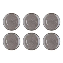 6 Assiettes plates en Grès Stellar gris/anthracite - D.27 cm-Bjorn Online