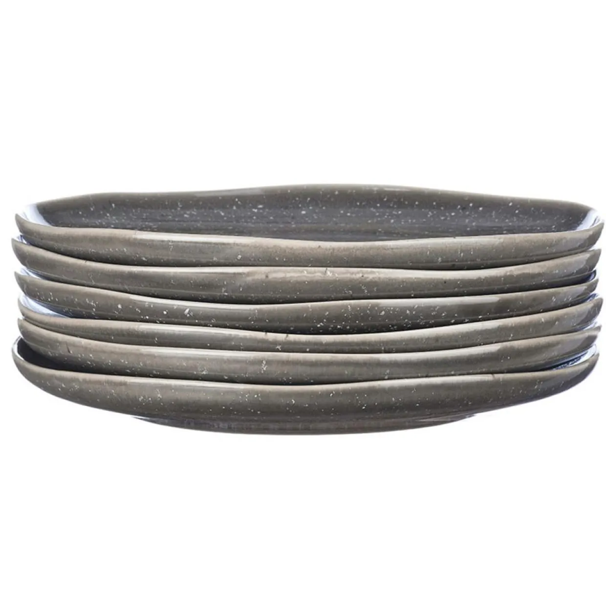 6 Assiettes plates en Grès Stellar gris/anthracite - D.27 cm-Bjorn Online
