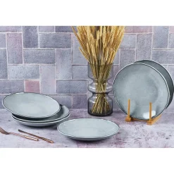 Bjorn Assiettes^6 Assiettes plates en Grès Cloud gris clair - D.27 cm