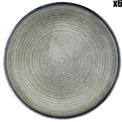 6 Assiettes plates en Grès Zen gris/bleu - D.28 cm-Bjorn