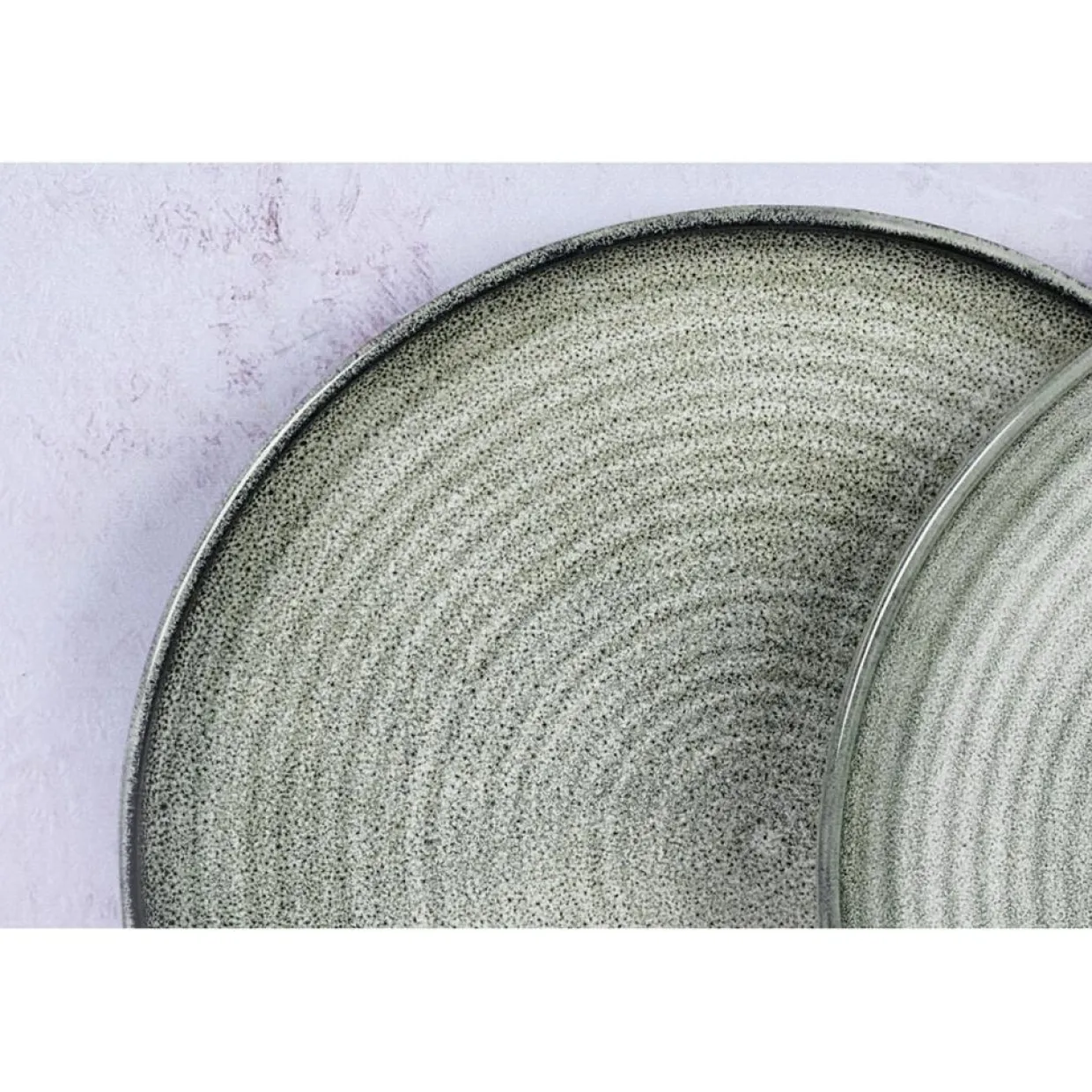 6 Assiettes plates en Grès Zen gris/bleu - D.28 cm-Bjorn