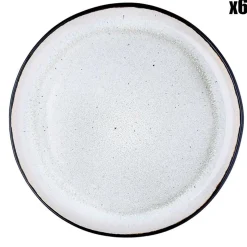 6 Assiettes plates en Grès Iris blanc/ivoire - D.26 cm-Bjorn Discount