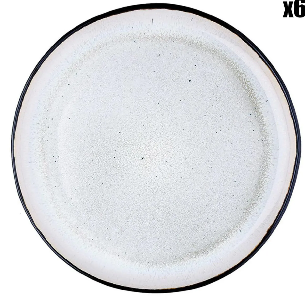 6 Assiettes plates en Grès Iris blanc/ivoire - D.26 cm-Bjorn Discount