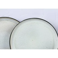 6 Assiettes plates en Grès Iris blanc/ivoire - D.26 cm-Bjorn Discount