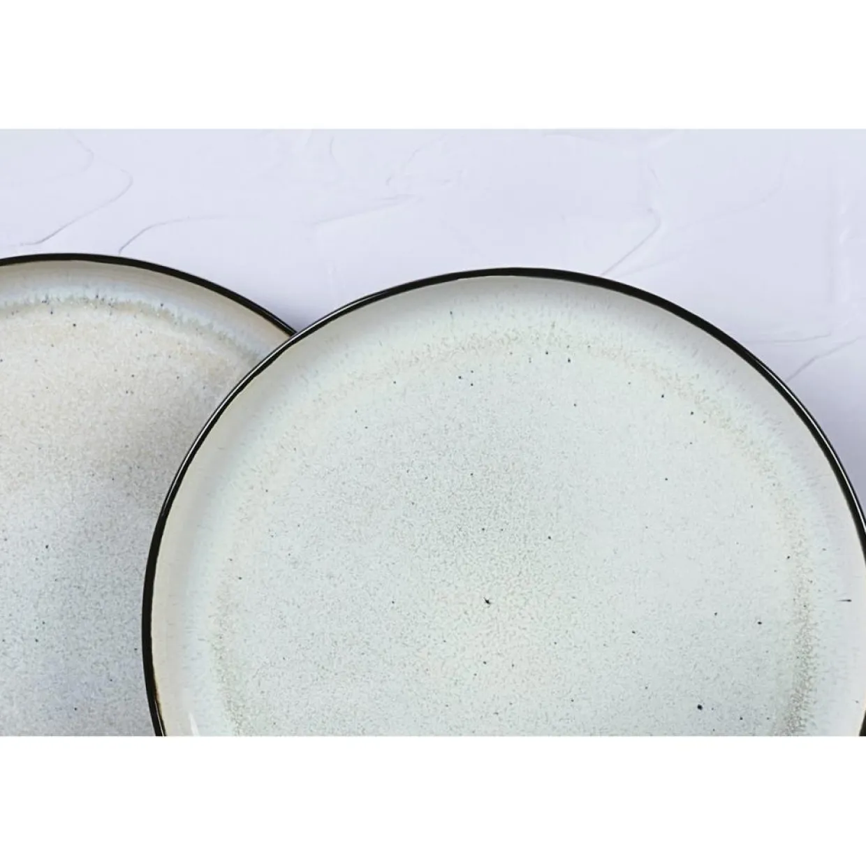 6 Assiettes plates en Grès Iris blanc/ivoire - D.26 cm-Bjorn Discount