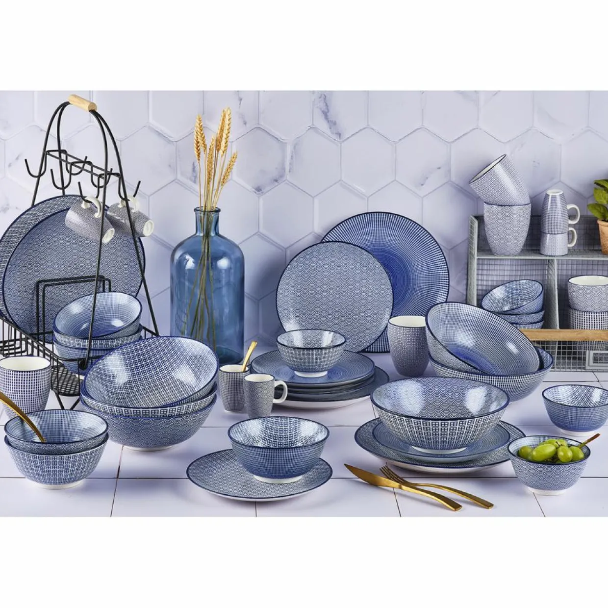 Bjorn Assiettes^6 Assiettes plates Pattern Dark blue bleu foncé - D.26 cm