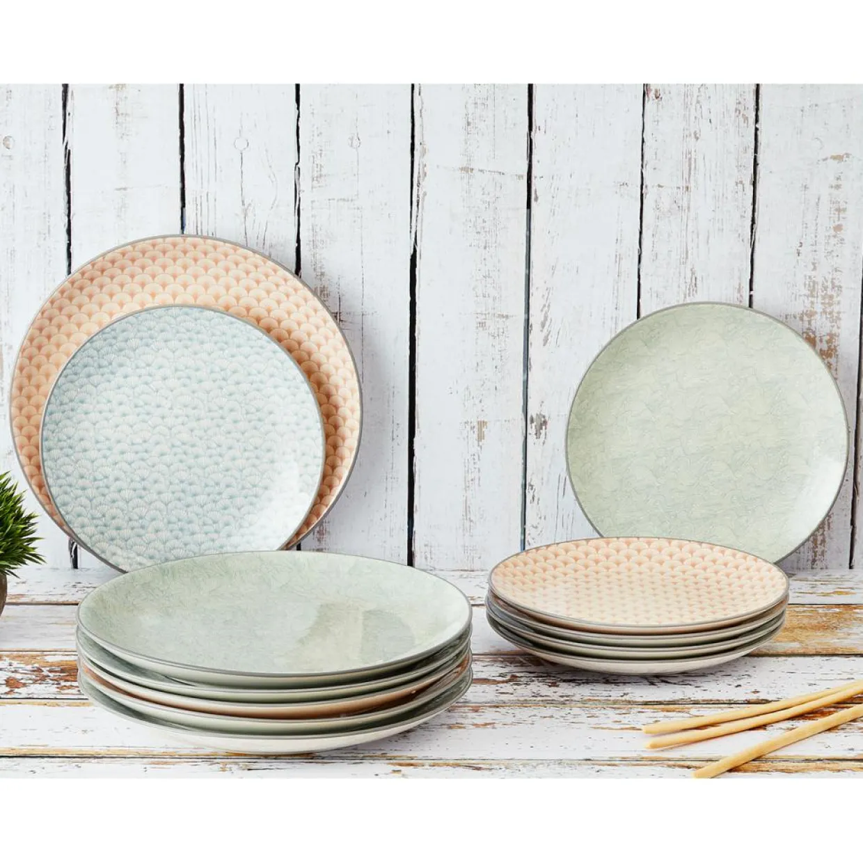 Bjorn Assiettes^6 Assiettes plates Pattern Pastel rose pastel/bleu pastel/vert pastel - D.26 cm
