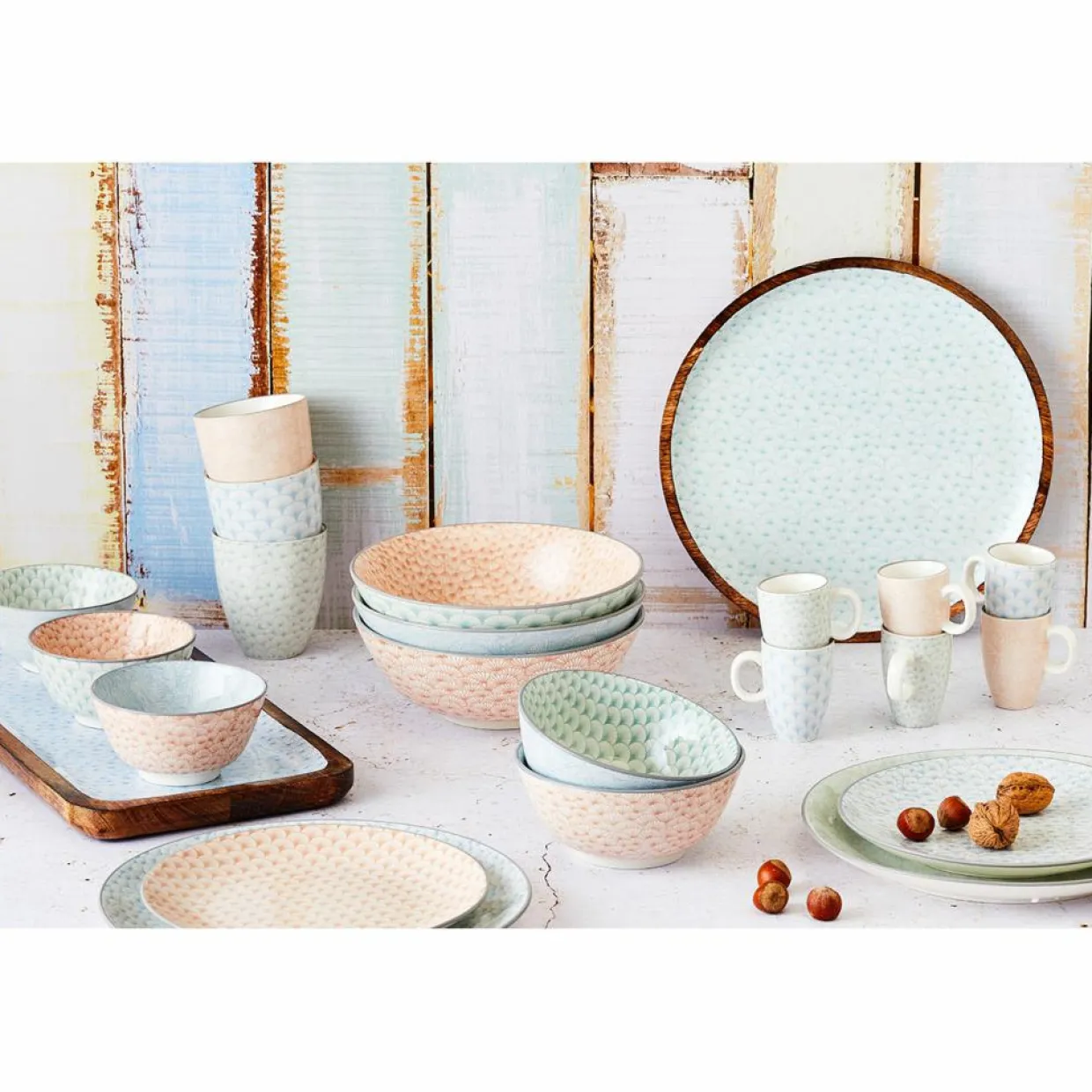 Bjorn Assiettes^6 Assiettes plates Pattern Pastel rose pastel/bleu pastel/vert pastel - D.26 cm