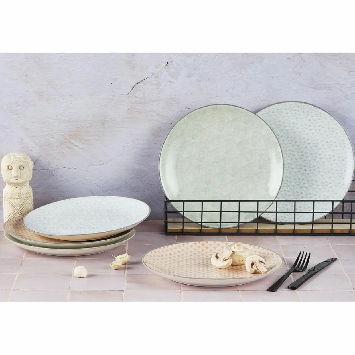 Bjorn Assiettes^6 Assiettes plates Pattern Pastel rose pastel/bleu pastel/vert pastel - D.26 cm