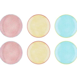 6 Assiettes plates Pattern Color bleu clair/rouge/jaune - D.26 cm-Bjorn