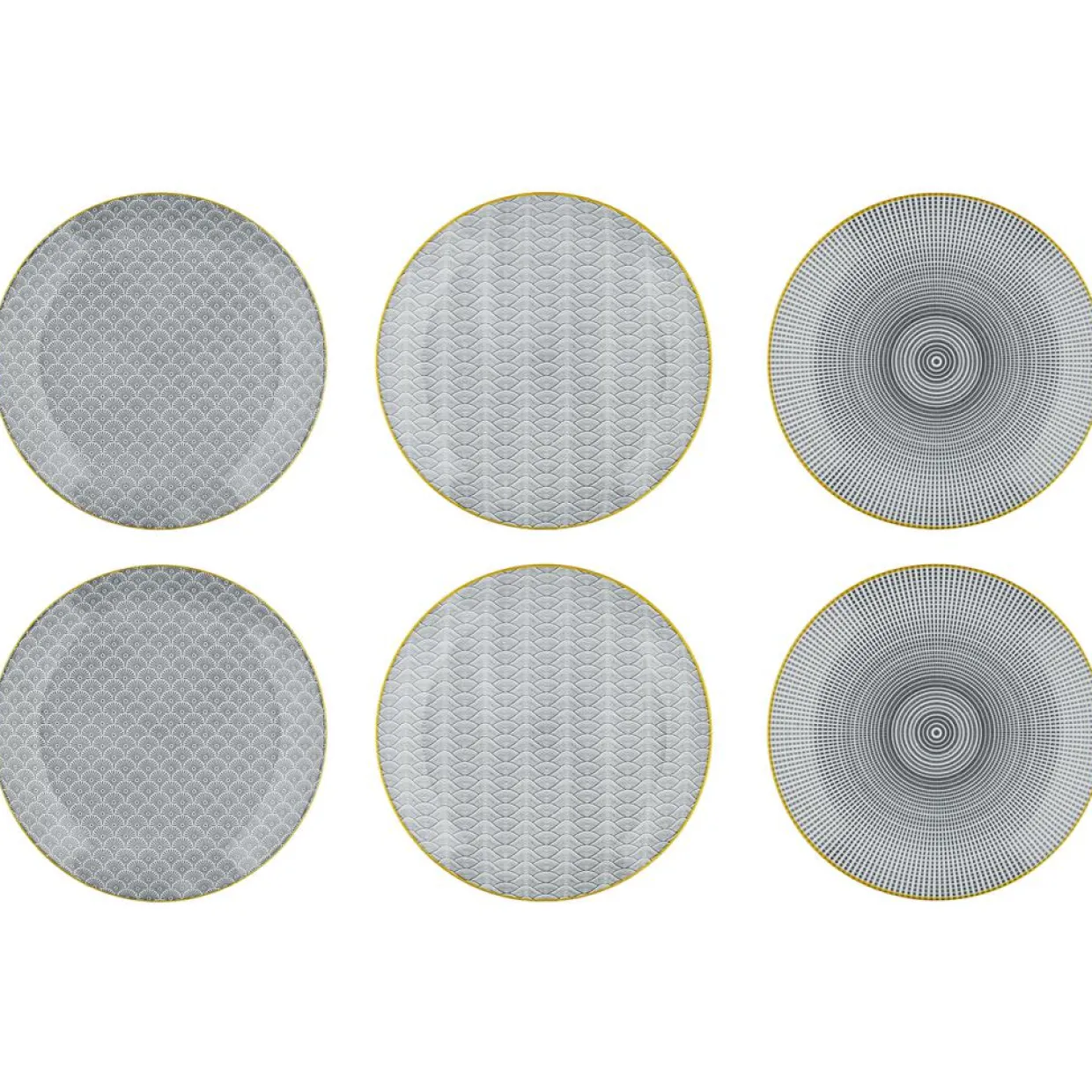 Bjorn Assiettes^6 Assiettes plates Pattern Eclipse gris anthracite - D.26 cm