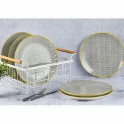 Bjorn Assiettes^6 Assiettes plates Pattern Eclipse gris anthracite - D.26 cm