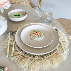 Novastyl Assiettes^6 Assiettes PlatesArita 27Cm En Grès Beige