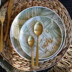 6 Assiettes Plates26Cm En Grès Vert-Novastyl Best