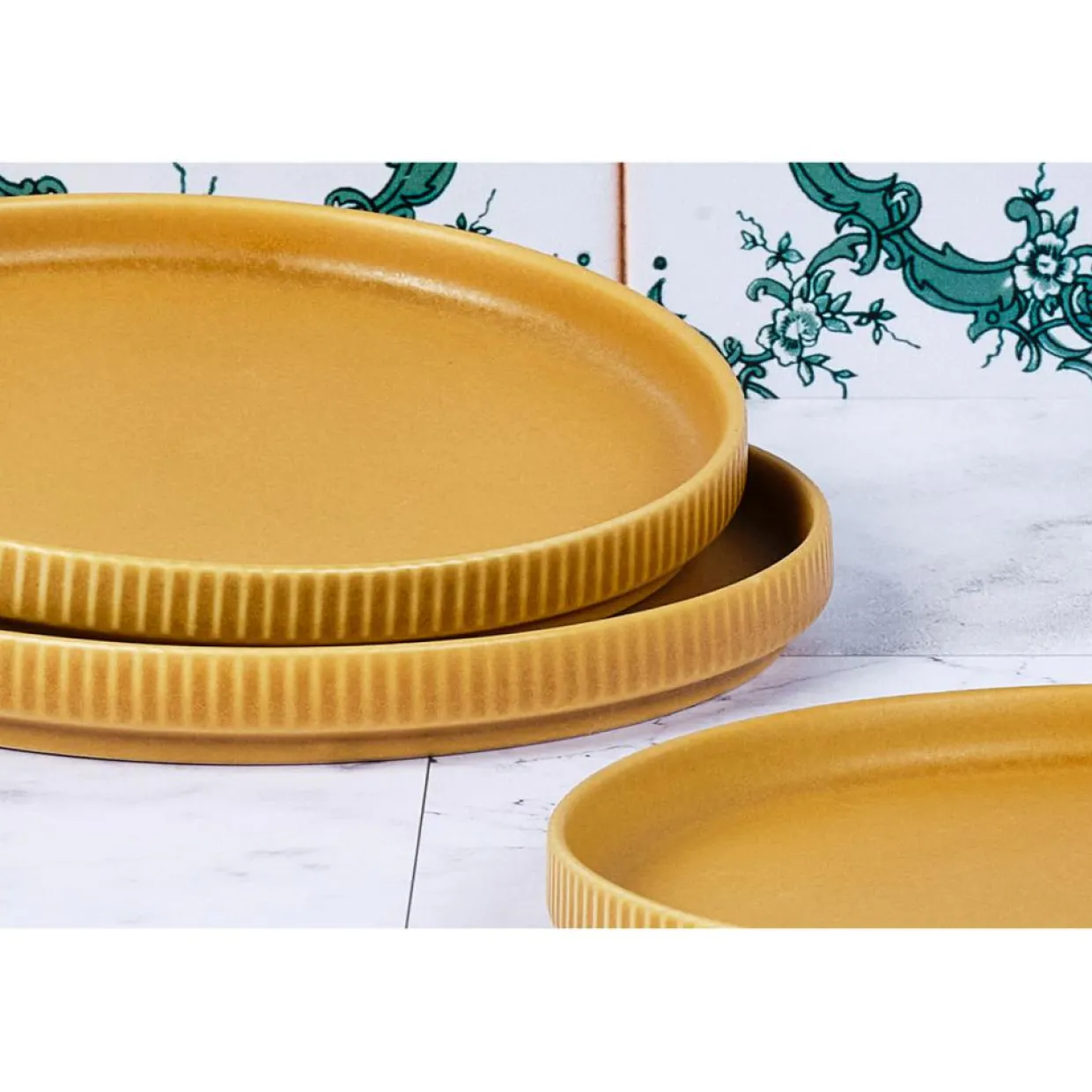 Bjorn Assiettes^4 Assiettes Scandi jaune ocre - D.16 cm