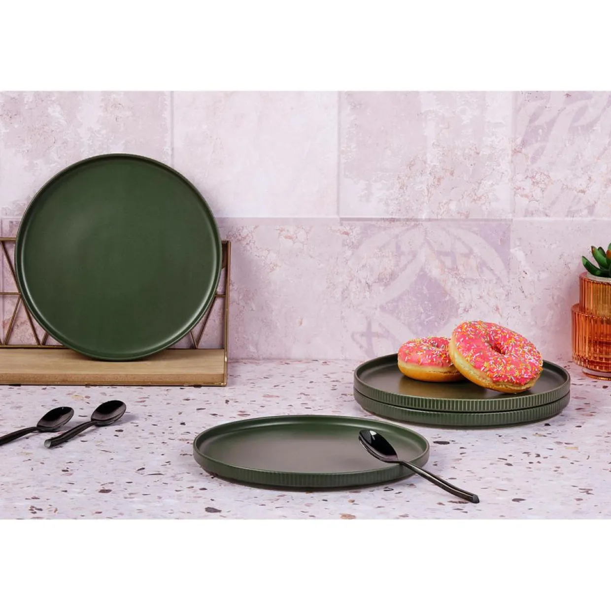 Bjorn Assiettes^4 Assiettes Scandi vert olive - D.21 cm