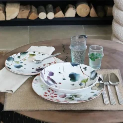 6 AssiettesDessert Aquarelle 20CmEn Porcelaine-Novastyl Best