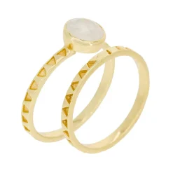 Femme Moonstone Bagues^2 Bagues Erika Pierre de Lune en laiton doré