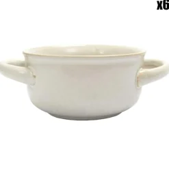 Home Deco Factory Bols^6 Bols à soupe au grès du temps beige - 13.7x7x13.7 cm