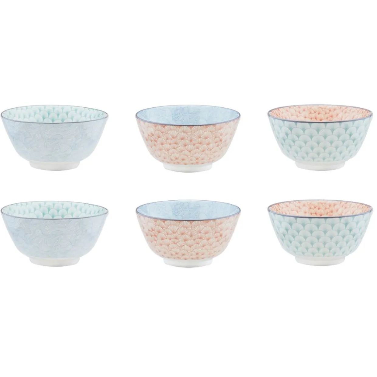 6 Bols apéritif Pattern Pastel rose pastel/bleu pastel/vert pastel - D.12 cm-Bjorn Hot