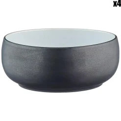 4 Bols en Grès Gourmet blanc granité/noir onyx - 70 cL-Bjorn Clearance