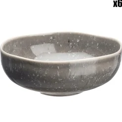 6 Bols en Grès Stellar gris/anthracite - 25 cl-Bjorn New