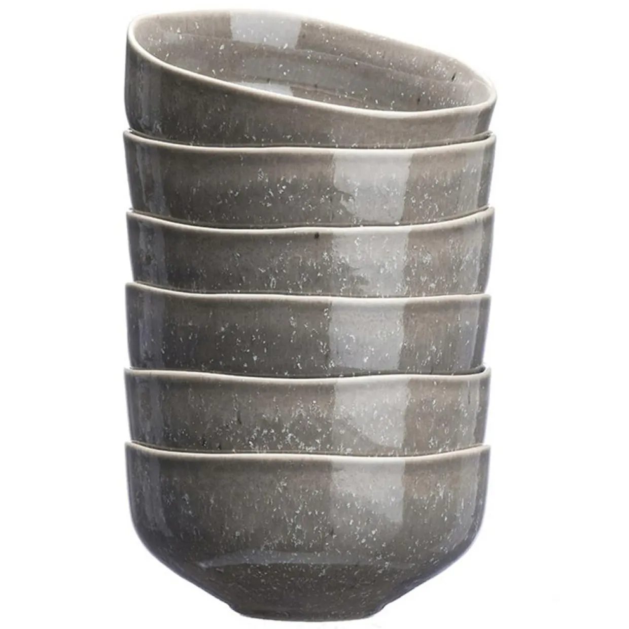 6 Bols en Grès Stellar gris/anthracite - 70 cl-Bjorn Outlet