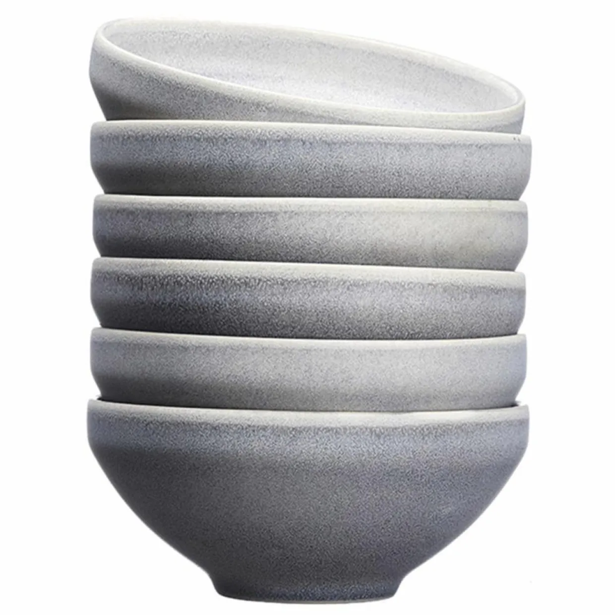 6 Bols en Grès Stone gris clair - 60 cl-Bjorn Outlet
