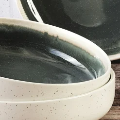 6 Bols Oxygen gris/vert bouteille/beige - D.22 cm-Bjorn Online