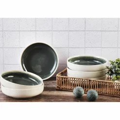 6 Bols Oxygen gris/vert bouteille/beige - D.22 cm-Bjorn Online