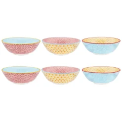 6 Bols Pattern Color bleu clair/rouge/jaune - D.21 cm-Bjorn New