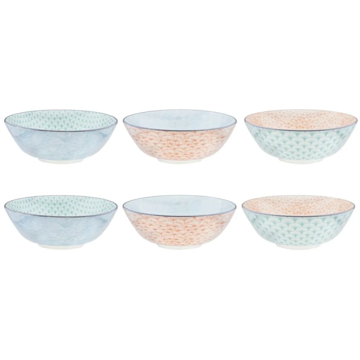 6 Bols Pattern Pastel rose pastel/bleu pastel/vert pastel - D.21 cm-Bjorn Discount
